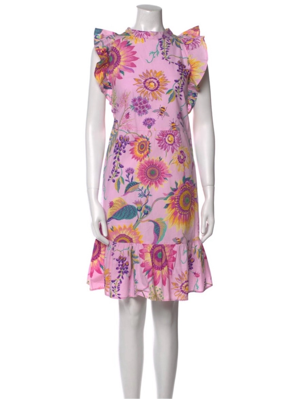 Banjanan Pink Floral Ruffle Hem Dress